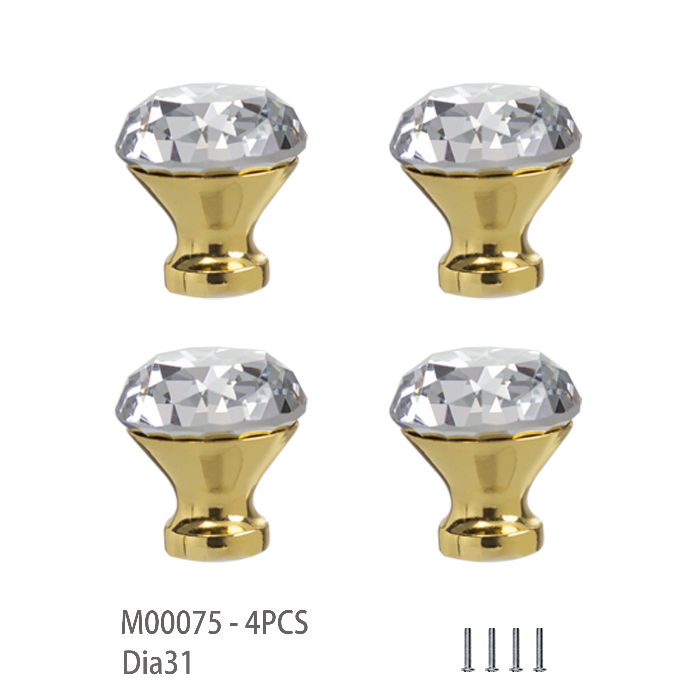 Keenkee Keuken Meubels Kast Deurgrepen Lade Handvat Kast Deurknop Lade Pull Kristal Met Chroom Goud Kleur: GoldBig