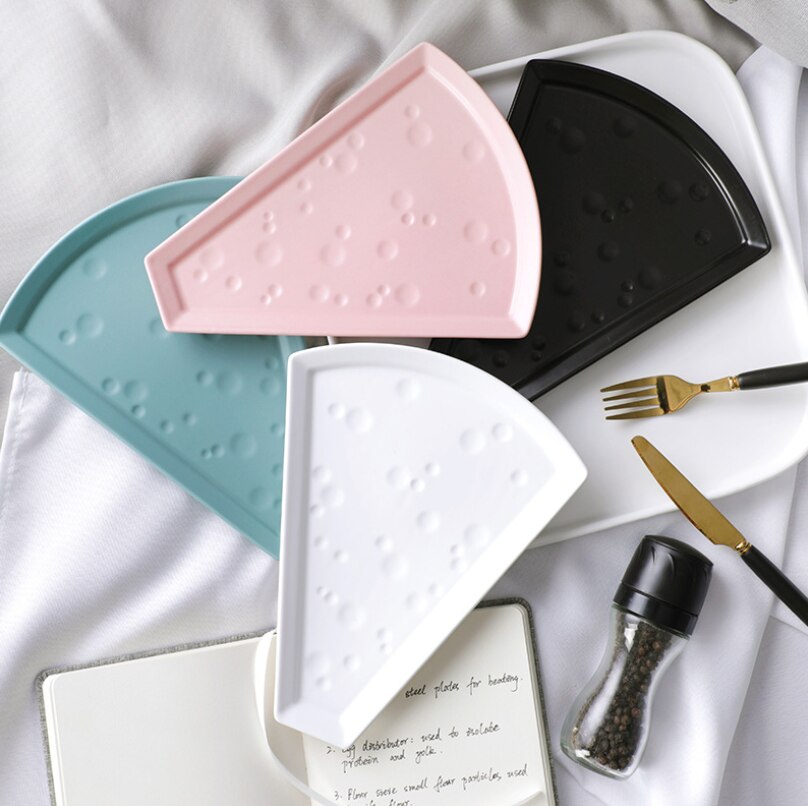 Nordic Creatieve Keramische Geglazuurde Kaas Plaat Effen Kleur Dessert Cake Pizza Distributie Plaat Huis Keuken Benodigdheden