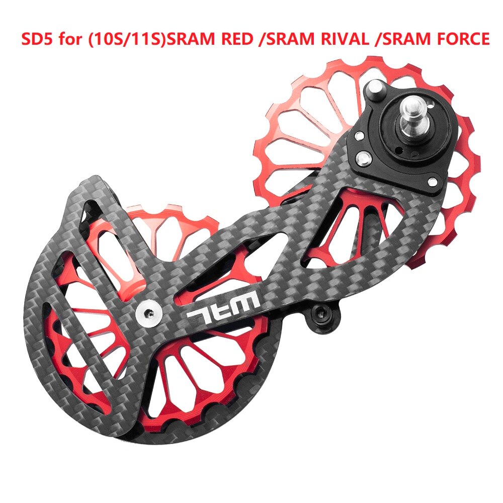 Desviador trasero de cerámica de fibra de carbono para bicicleta, rueda de guía de polea 17T para 6800 R7000 R8000 R9100 R9000, accesorios de bicicleta: SD5 red