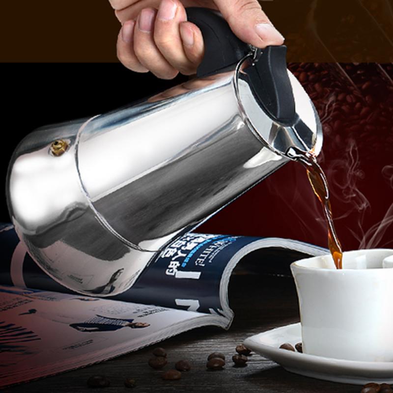 2/4/6/9/12 Cups Espresso Coffee Maker Portable Moka Pot Stainless Steel Coffee Brewer Kettle Pot For Pro Barista Kitchen Pots
