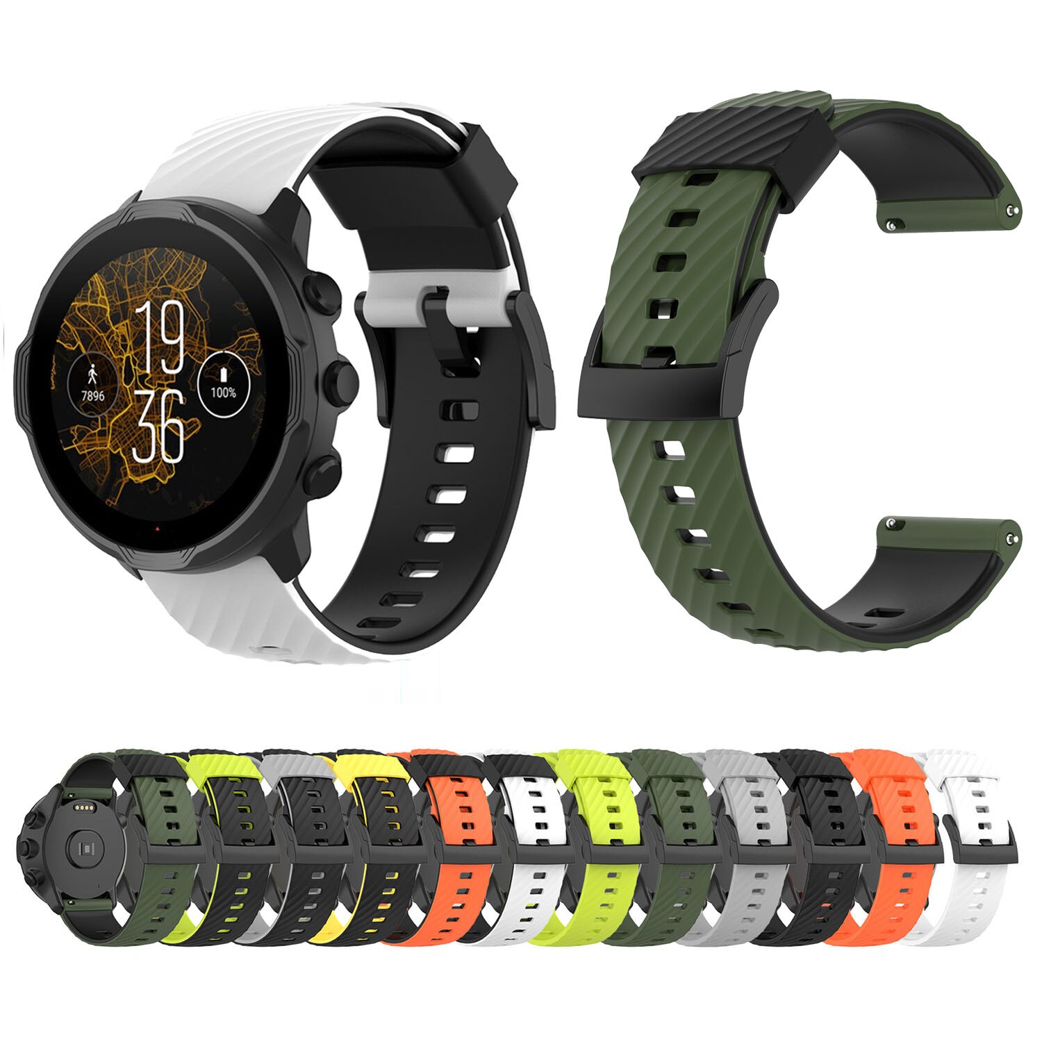 Gummi Uhr Band Für Suunto 7 Suunto 9 Armband Armband Weiche Silikon Uhr Strap Für Suunto 9 Baro/9 spartan/9 GPS Band