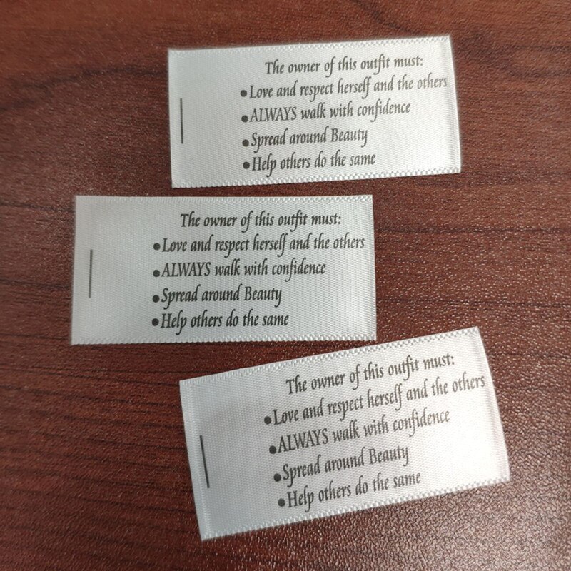 100PCS In stock Satin ribbon washing tag White care label Cotton/Polyester/Elastane writings: 15