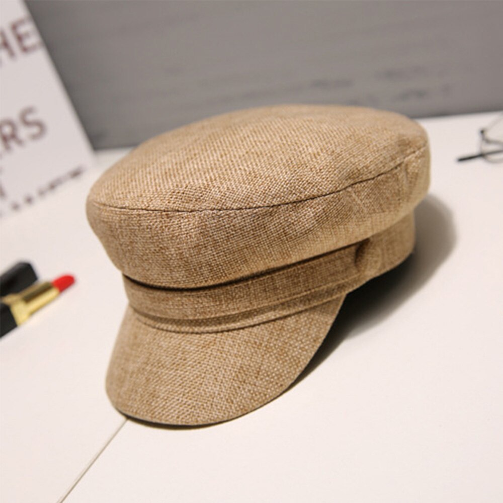 Mode Vrouwen Hoeden Achthoekige Platte Cap Elegante Dames Lente En Herfst Katoen Marine Hoeden Baretten Meisjes Effen Kleur Baret Hoeden: Khaki