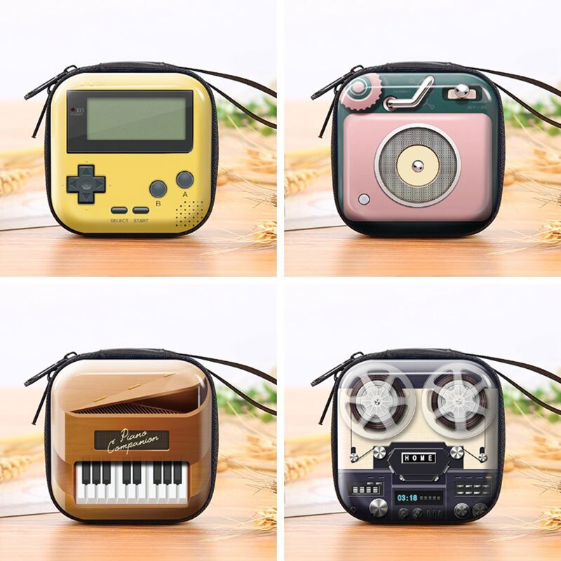 Retro Record Tape Pattern Tinplate Coin Purse Key Case Headphone Bag Coin Purse Storage Box Earphone Pocket Arrivals