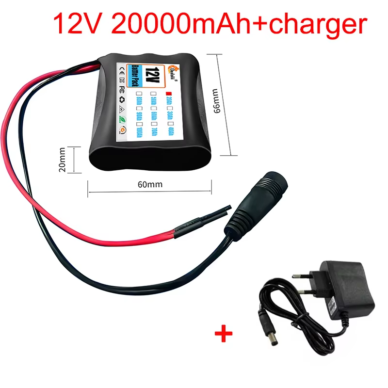 Batterie lithium-ion super aste avec chargeur, plaque de protection 3S1P, 12V, 20Ah, 12V, 100% mAh, 20000, DC 18650 V, , 12.6: green