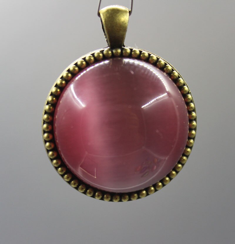 Natural handmade pink round bird cat eye pendant Women men's Amulet Jewelry