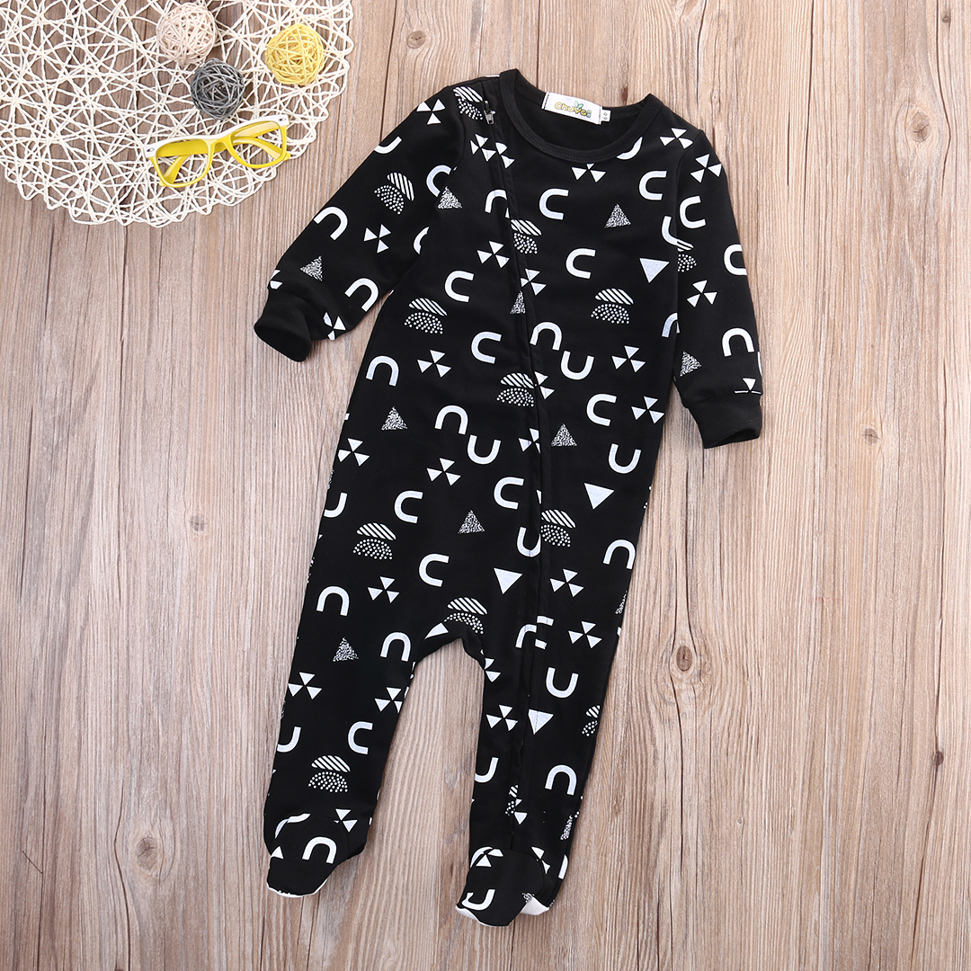 Cartoon Print Long Sleeve Zipper Up Baby Sleeper For Boys Autumn Spring