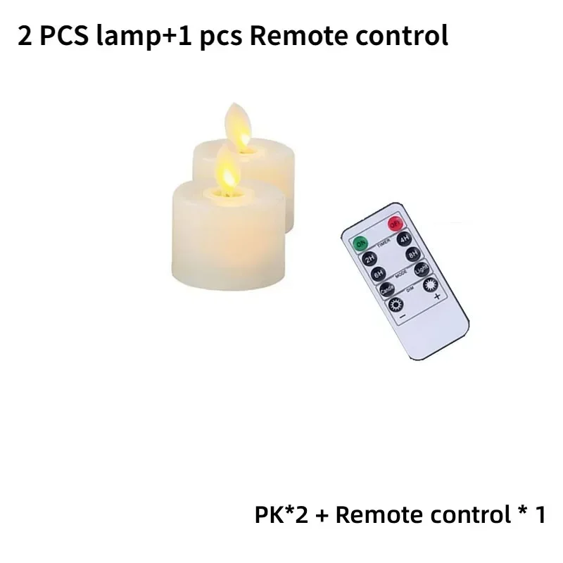 1/2 Stück ferngesteuerte elektrische LED-Kerzen, batteriebetrieben, flammenlose Kerzen, flackerndes weißes Licht, bewegliche Flamme, Schreibtischdekoration: Rot