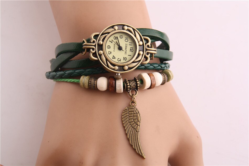 Lakes stall night market horloge zuid-korea trend modern en trendy / dames casual retro horloge handgeweven armband dameshorloge: Groente