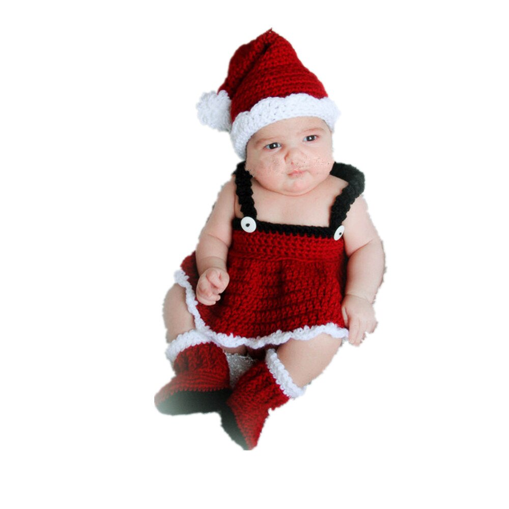 Neonatal juletøj baby fest manuel fotografering tøj mini baby til juletøj billeder: Pige 3 stk