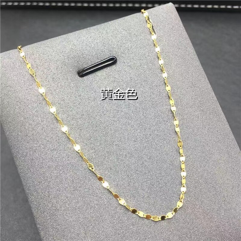 Catena di serpenti neutri di moda da donna catena di clavicola stile semplice catena in acciaio inossidabile a spina di pesce torsione catena d&#39;oro senza collana pendente: N013