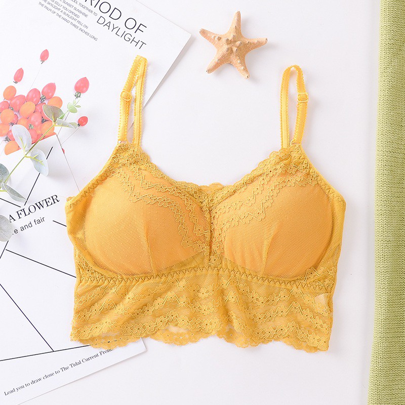 Lace Bra Sexy Bra Beauty Back Bra Detachable Chest Pad Without Steel Ring Sling Wrap Chest Stretch Sport Bra