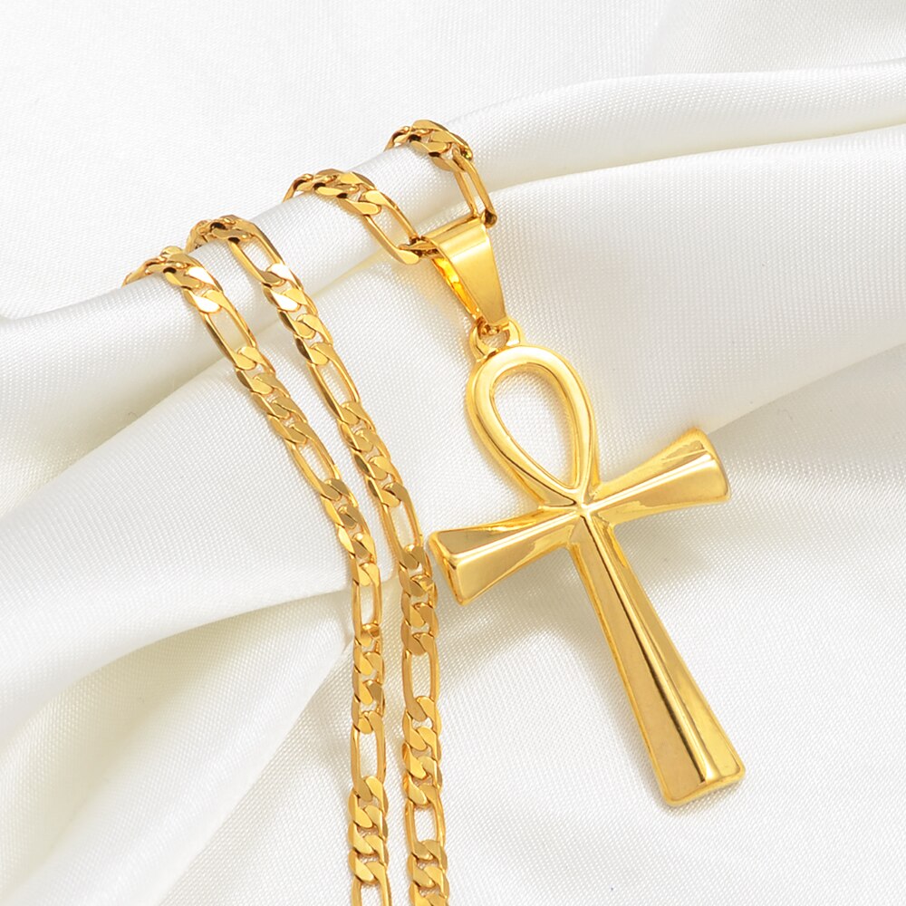 Anniyo Große Größe Alte Ägypten Symbol Ankh Anhänger Halsketten Charme Null Schlüssel Afrikanische Amulett Schmuck für Männer Frauen #200109