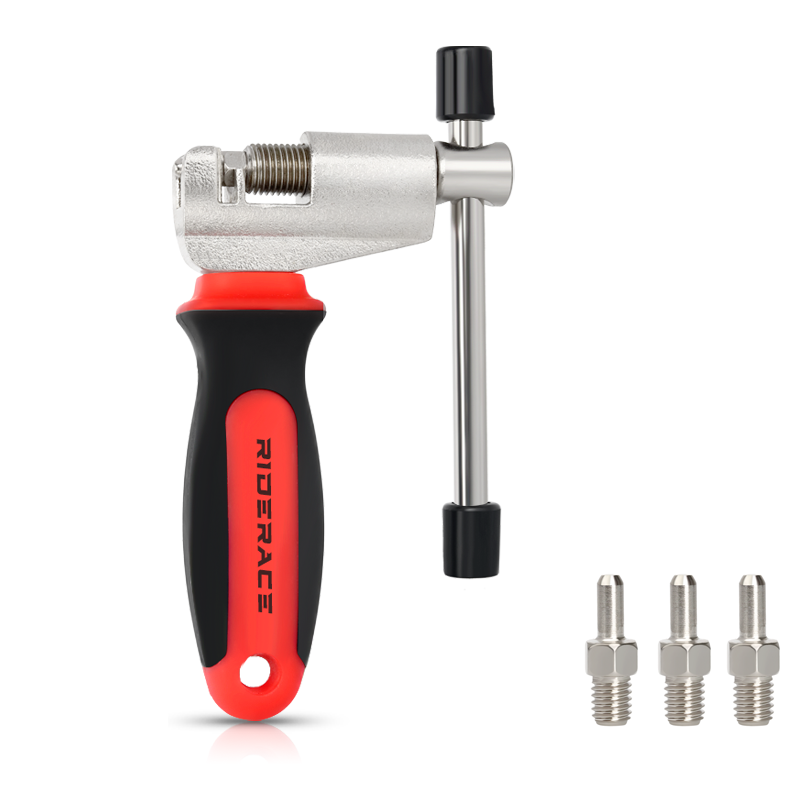 Removedor de pasadores de cadena de bicicleta con pasador de repuesto, herramienta de reparación de divisor de eslabones de bicicleta, accesorios de dispositivo cortador Extractor de cadena MTB: Color rojo