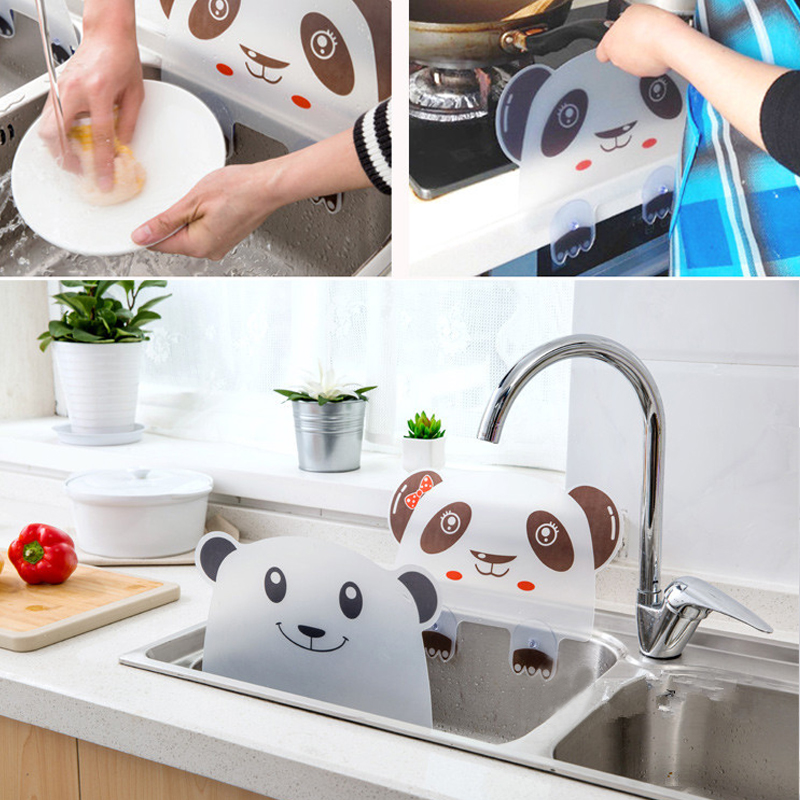 Nieuw Anti Splash Water Klankbord Water Guard Ploetert Keuken Sucker Sink Tool Leuke Panda