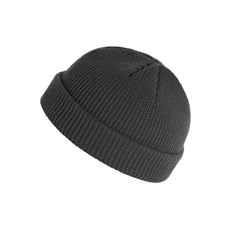 Unisex mænd kvinder beanie hat varm ribbet vinter tur ski fisker docker hat: Mørkegrå