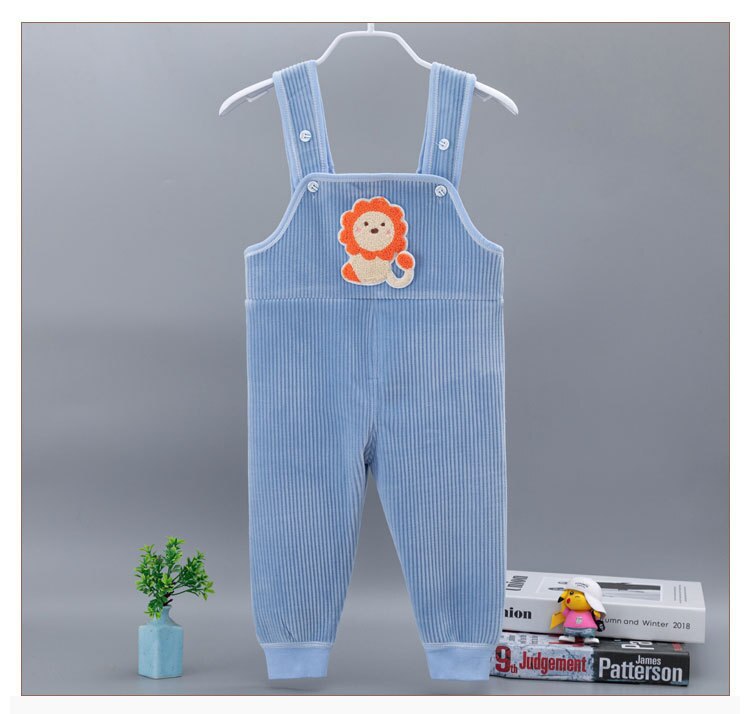 Crianças além de veludo macacão de malha outono inverno bebê bonito dos desenhos animados bib harem calças meninos meninas bolso malha macacões: YELLOW / 12 m