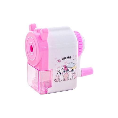 Afilador de lápices automático de dibujos animados para niños, artículos de papelería de aprendizaje, escuela primaria,: 1.pink