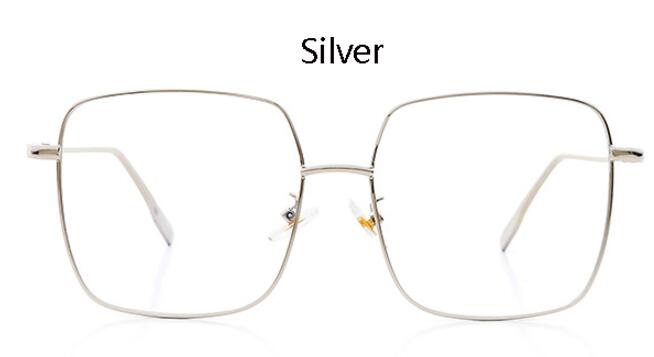 Grote Frame Glazen Vrouwelijke Oversized Vierkante Brillen Goud Bril Frame Clear Lens Brillen Optische Bijziendheid Nerd Bril: silver