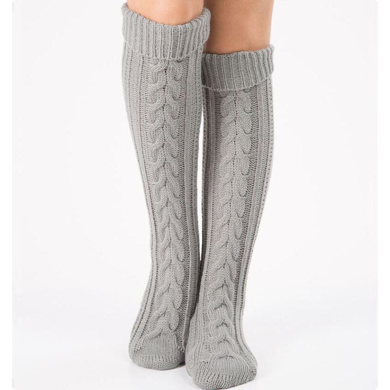 Style Warm Wool Leg Cover Trample Socks Christmas Boots Cover Over Knee Long Socks Warm Aand Thick Knitting Leg Warmers: grey
