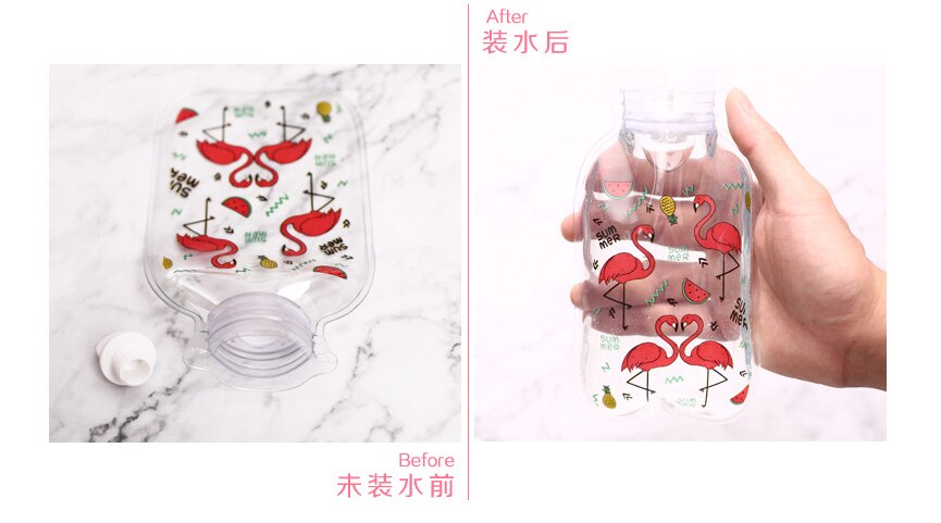 Bella bottiglia di acqua calda trasparente pancia calda tesoro inverno scaldamani riempito mini sacchetti di acqua calda portatili antideflagranti G