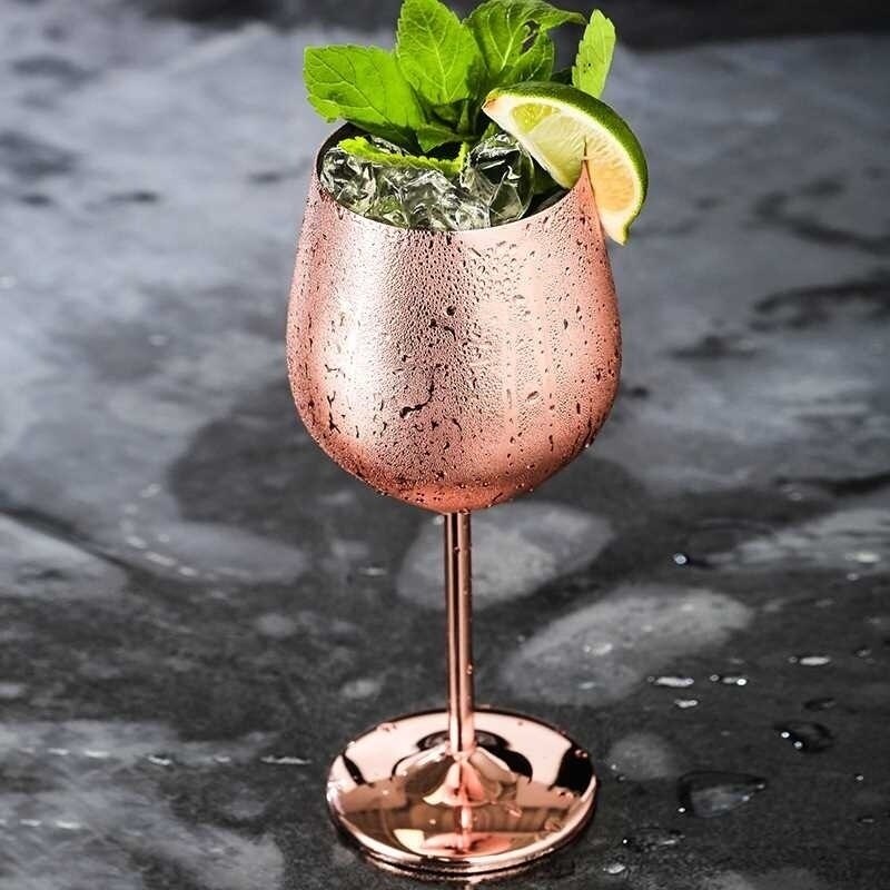 1Pc Stainless Steel Wine Glass Whiskey Goblet Copper Plated Champagne Cup Wine Tumblers Water Tumbler Stainless Steel Pokal