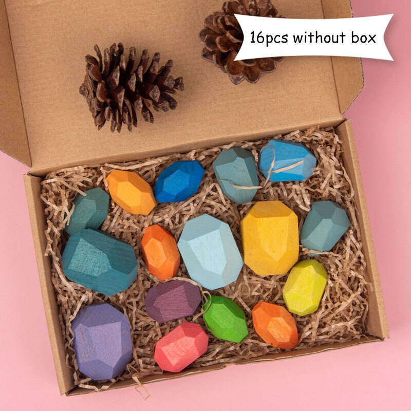 Montessori Spielzeug Gebäude Regenbogen Holz Spielzeug Montessori Bildungs Holz Spielzeug Stapeln Pädagogisches Spielzeug Für Kinder Kinder Spielzeug: 16pcs no box