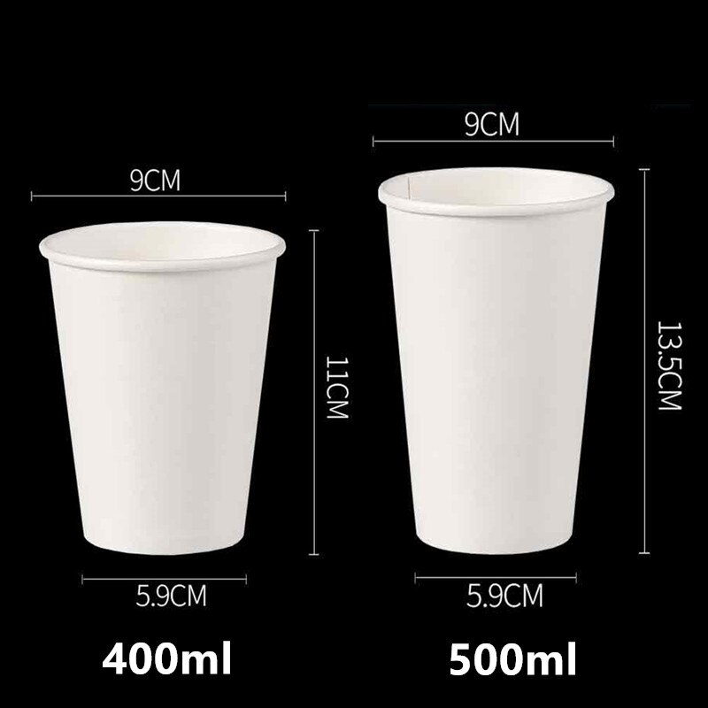 50pcs 14oz/16oz disposable coffee cup 400ml 500ml milk tea white paper cup birthday party favor pink kraft paper sleeve