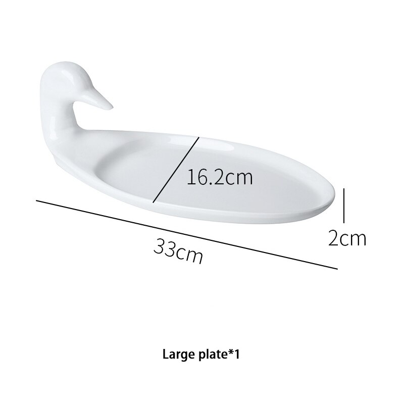 White Duck Ceramic Plates Fruit Dishes Cake Plate Snack Candy Dish Salad Tray Porcelain Tableware Decoration Dinnerware: L