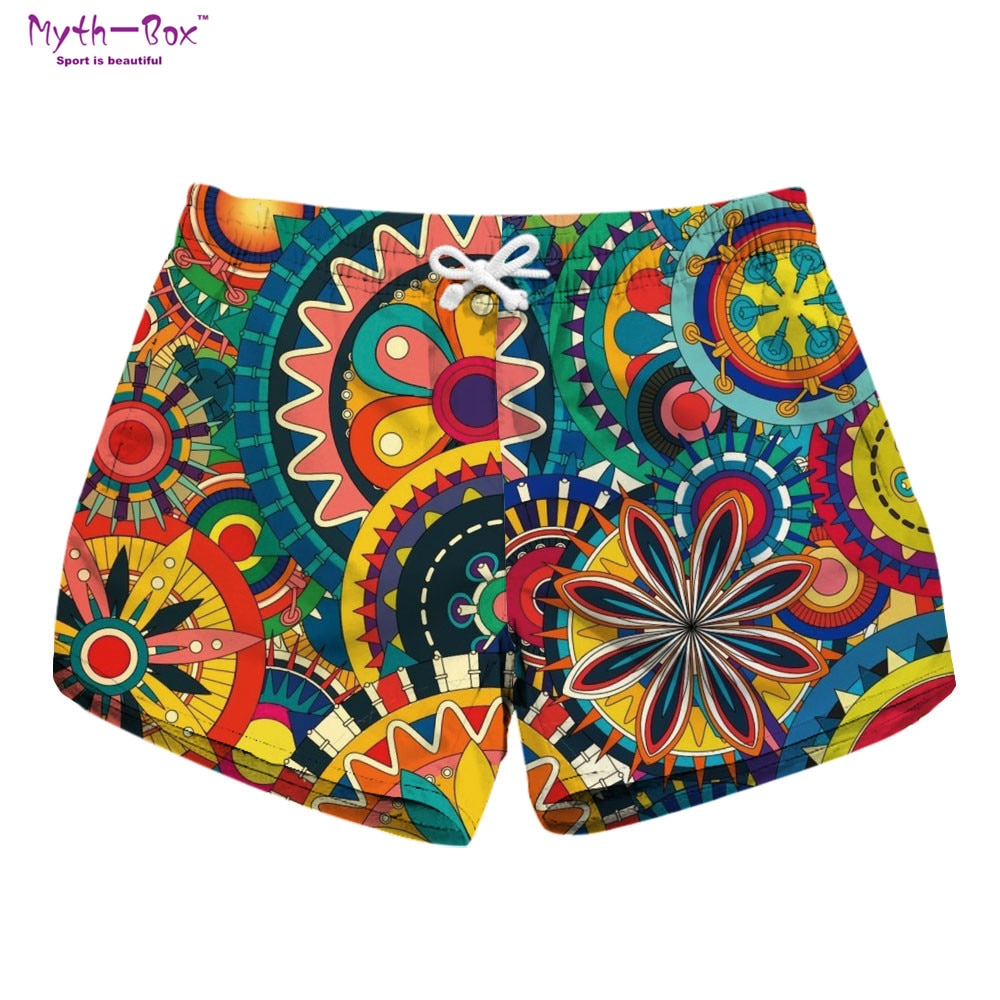 Pantalones cortos de playa para mujer, Mini Pantalón deportivo para agua, estampado geométrico, para surfear, con cordón, tabla de Surf de viaje femenina