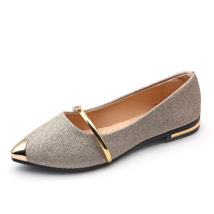 Zomer Vrouwen Platte Schoenen Werken Ol Flats Wees Teen Comfortabele Vrouwen Platte Schoenen: Goud / 6