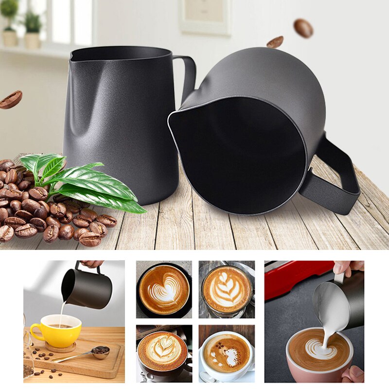 Mousseur à lait antiadhésif en acier inoxydable, 350/600ml, pour café expresso, Barista Craft Latte Cappuccino