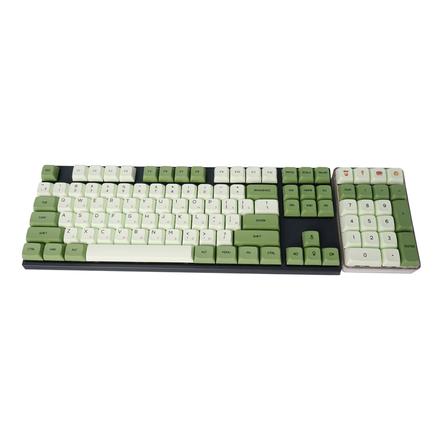 Pbt keycaps, matcha theme, xda profile, japanese, korean, russian alphabet, mx mechanical keyboard switches, 61 64 68 75 84 87 104