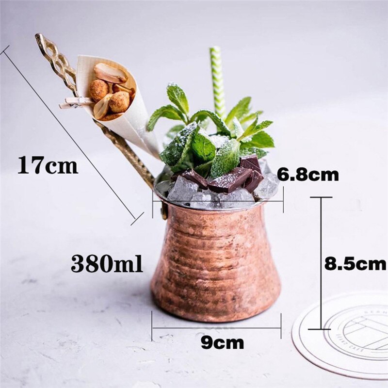 320ml café manche en bois turc Cezve cafetière café turc cuivre cafetière pour turc Cezve Ibrik cafétéria