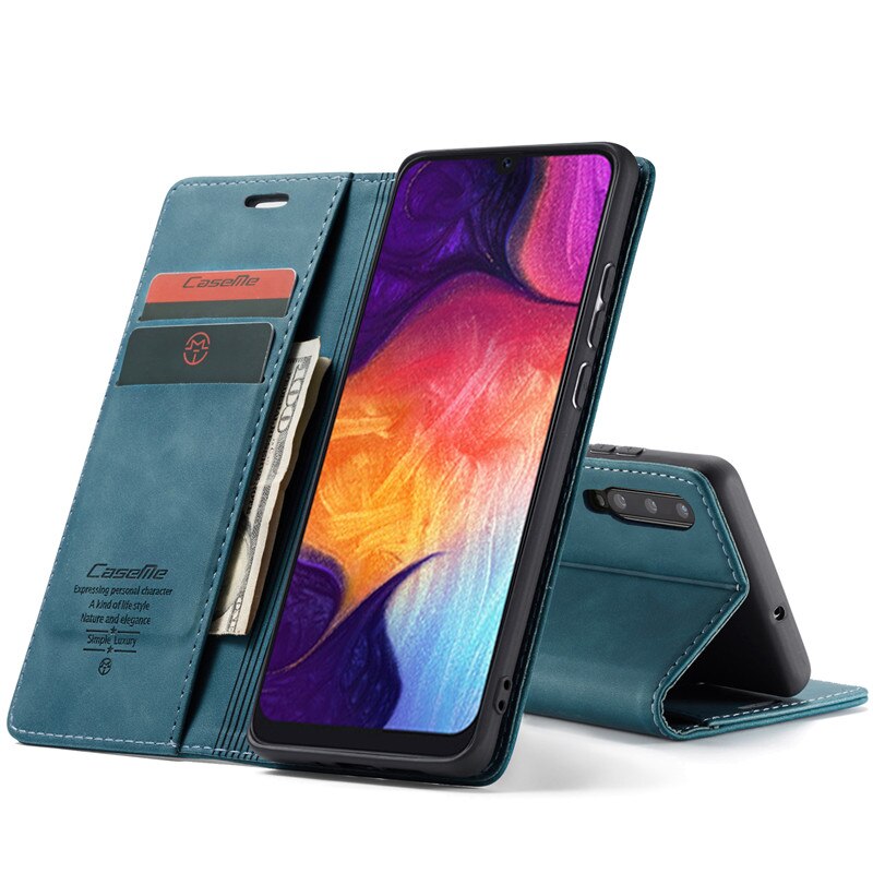 Luxury Book Stand Protective Cover For Samsung Galaxy A50 Case 6.4" Vintage Leather Flip Case for Samsung A50 Case A 50 Fundas