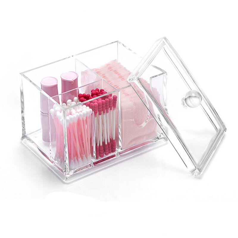 Boîte de rangement carrée transparente pour coton-tige, boîte acrylique transparente, dissolvant de maquillage, coton cosmétiques, bijoux, rouge à lèvres