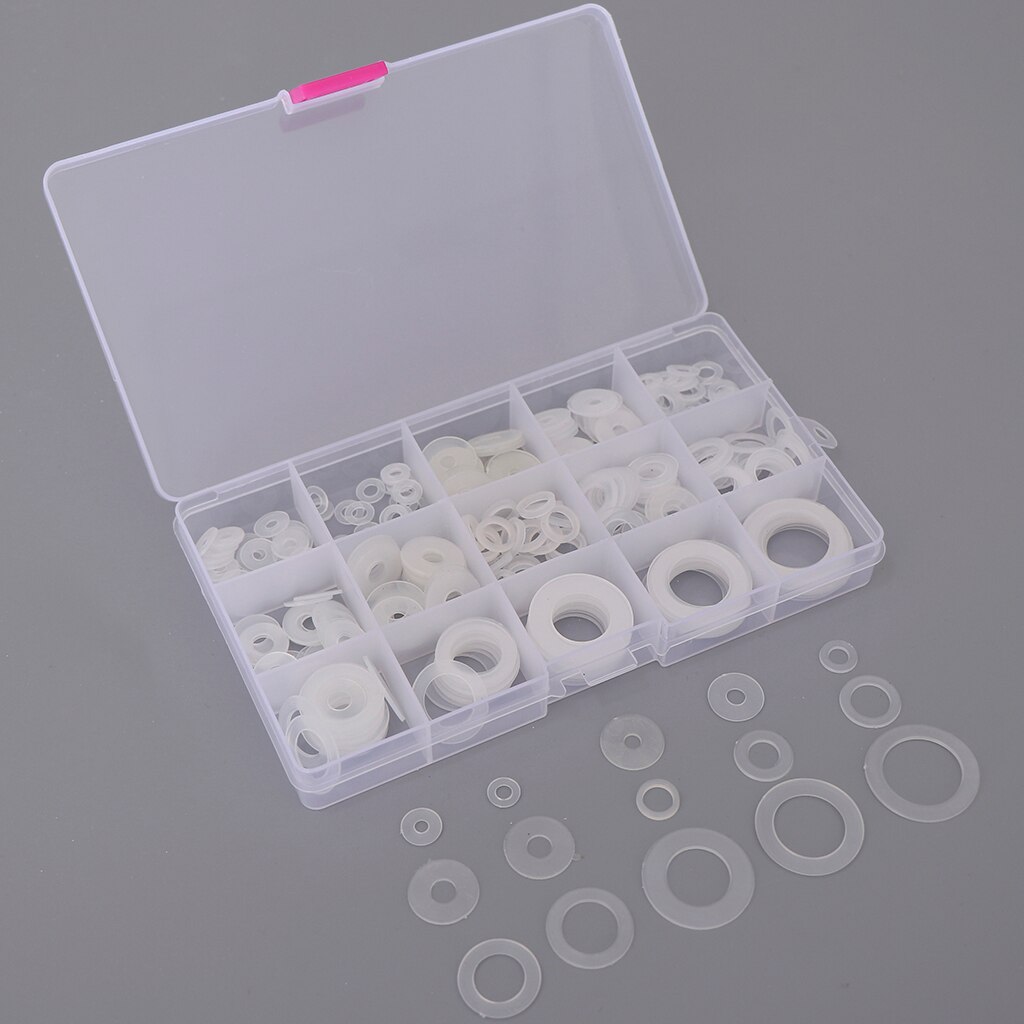 250 stk hvid nylon o ring skivetætninger pakning sortiment kit til bilbåd