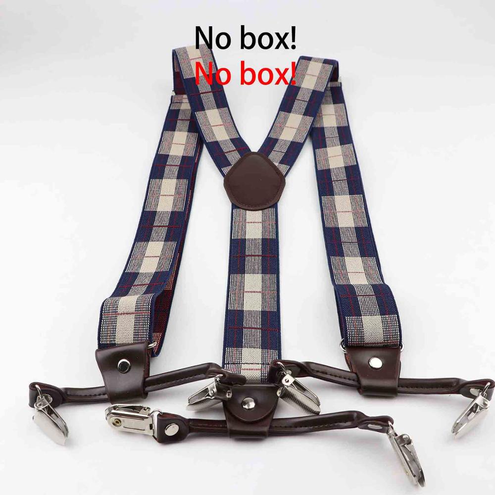 Caja de de tirantes de cuero negro, 6 Clips para tirantes, Vintage, informal, tirantes para pantalones