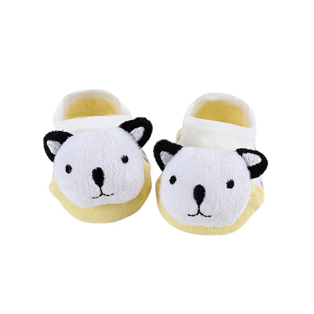 Baby Jungen Mädchen Bootie Socken Kleinkind Nette Hund Kopf Baumwolle Blends Knöchel Socke für 0 zu 1 Jahre: Gelb