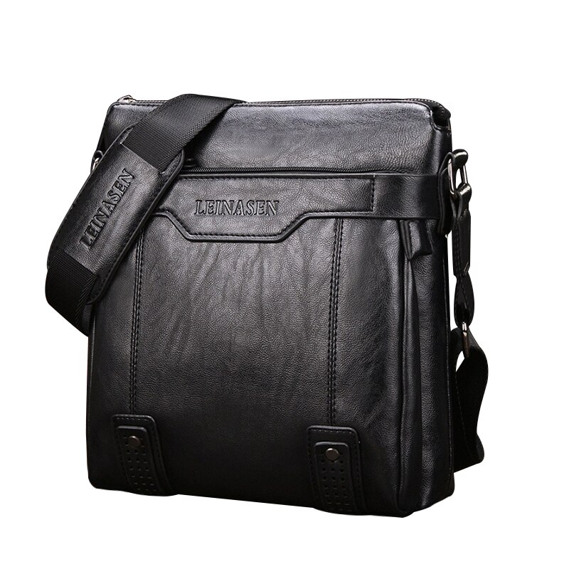 Casual Men Messenger Bag Smiple Briefcase Business Man Vintage Pu Leather Crossbody Bags Travel Shoulder Bags Male: Black