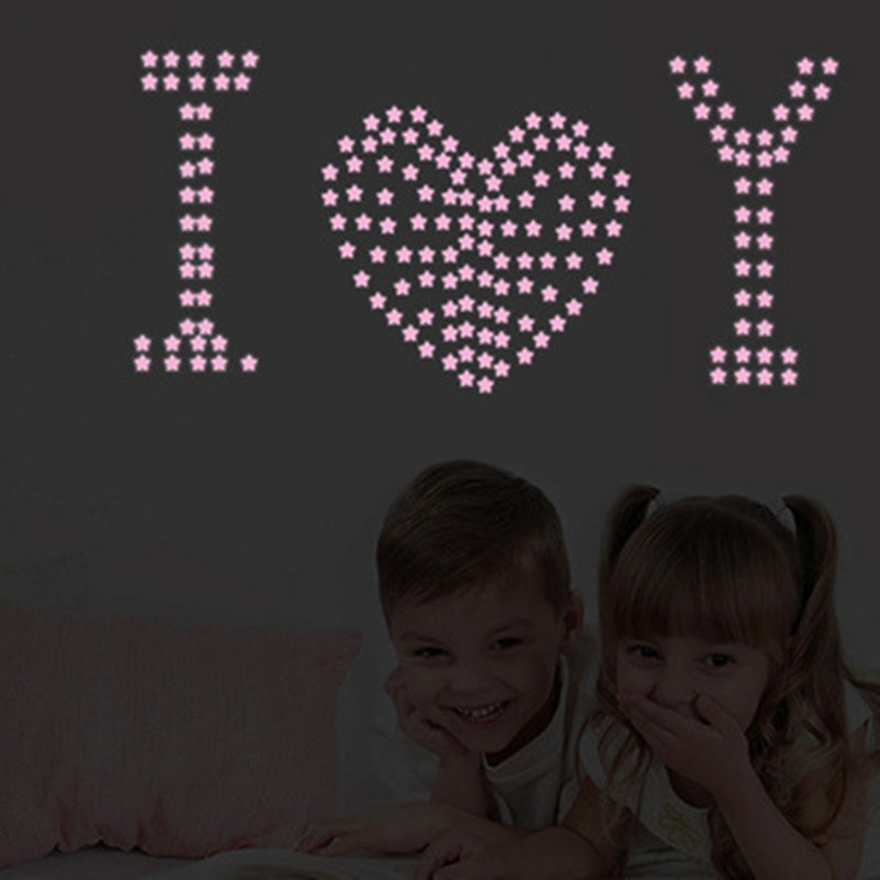 100PC 3D Kids Slaapkamer Energie Opslag Fluorescerende Glow In The Dark Sterren Glow Muurstickers Sterren Lichtgevende lichtgevende glow sticker