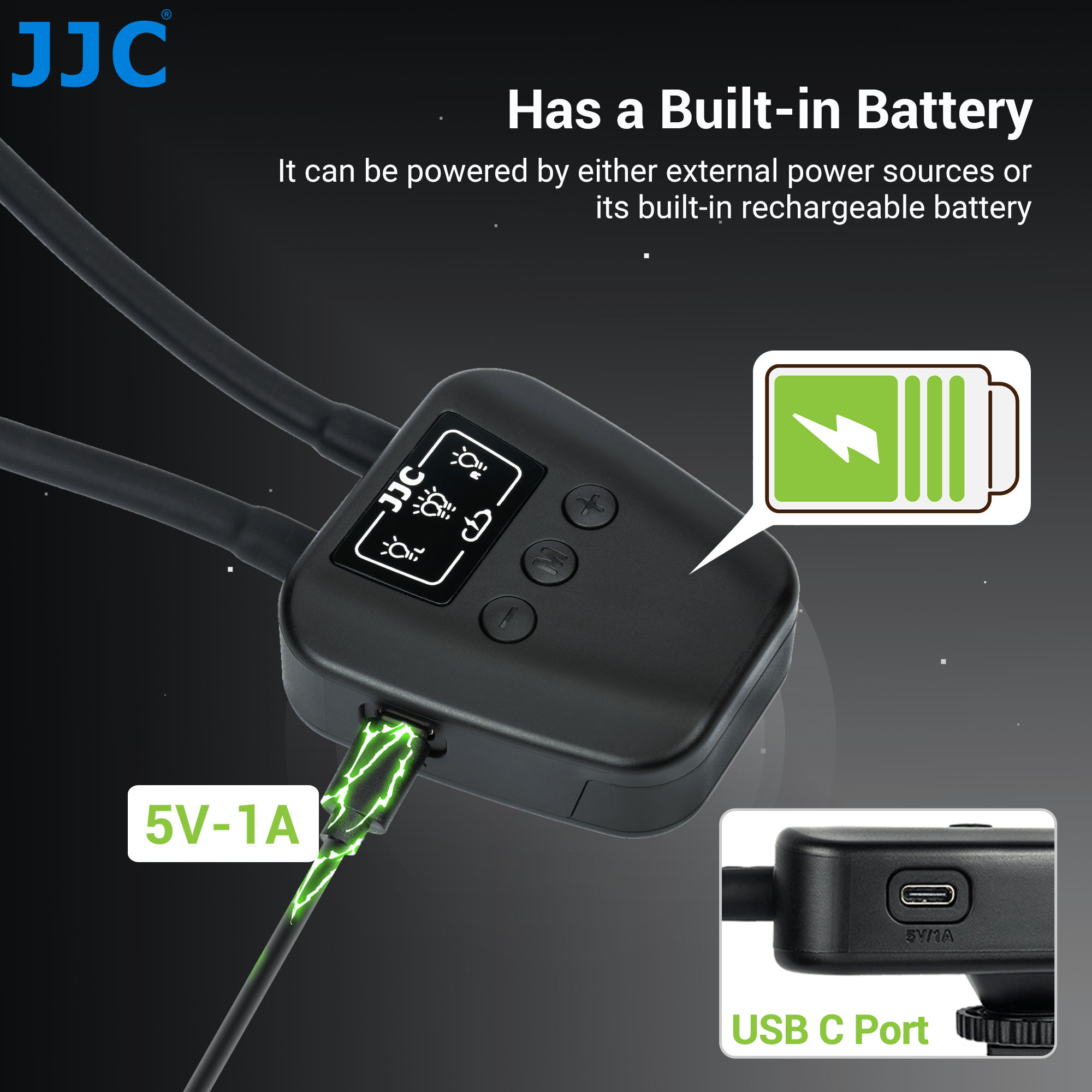 JJC Macro LED Arm Light Flash Lighting with 600mAh Buit-In Battery 10-Level Adjustable Speedlight for Macro Close-Up Photography