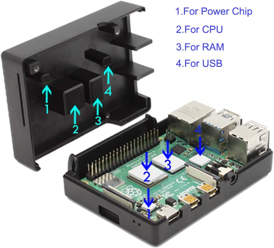 Raspberry pi 4 modelo b caixa da liga de alumínio do metal/dissipação de calor do cerco do metal do escudo refrigerando passivo com dissipador de calor para o pi 4b