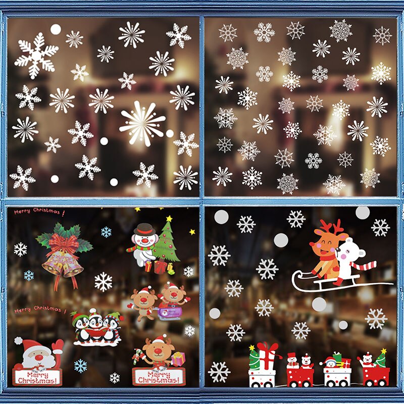 Kerst Raamstickers Kerstman Sneeuwvlok Stickers Winter Muurstickers Voor Thuis Nieuwjaar Venster Kerstversiering