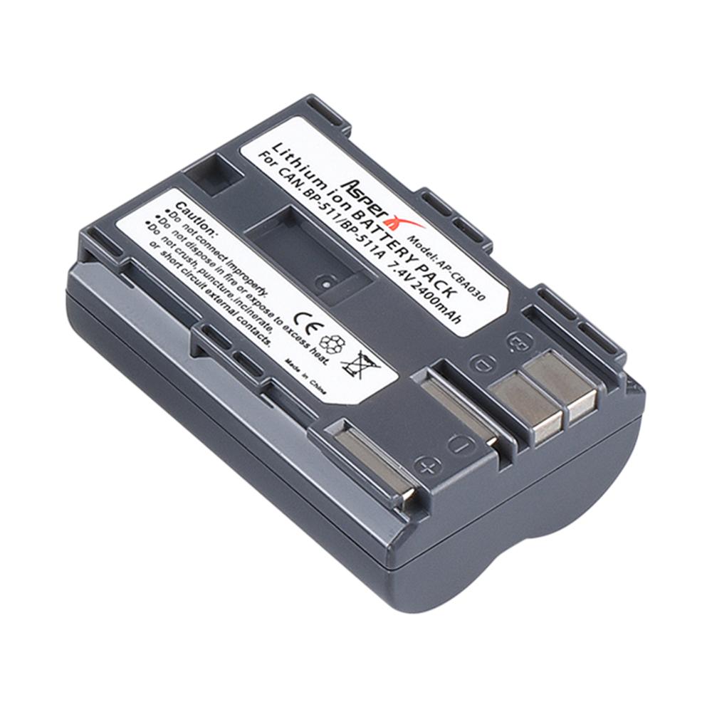 Batería para cámara Canon EOS 5D 50D 40D 20D 30D 10D 1D D60 300D D30, BP-511A de 2400mAh, BP-511, BP511A, BP511: 1 Battery