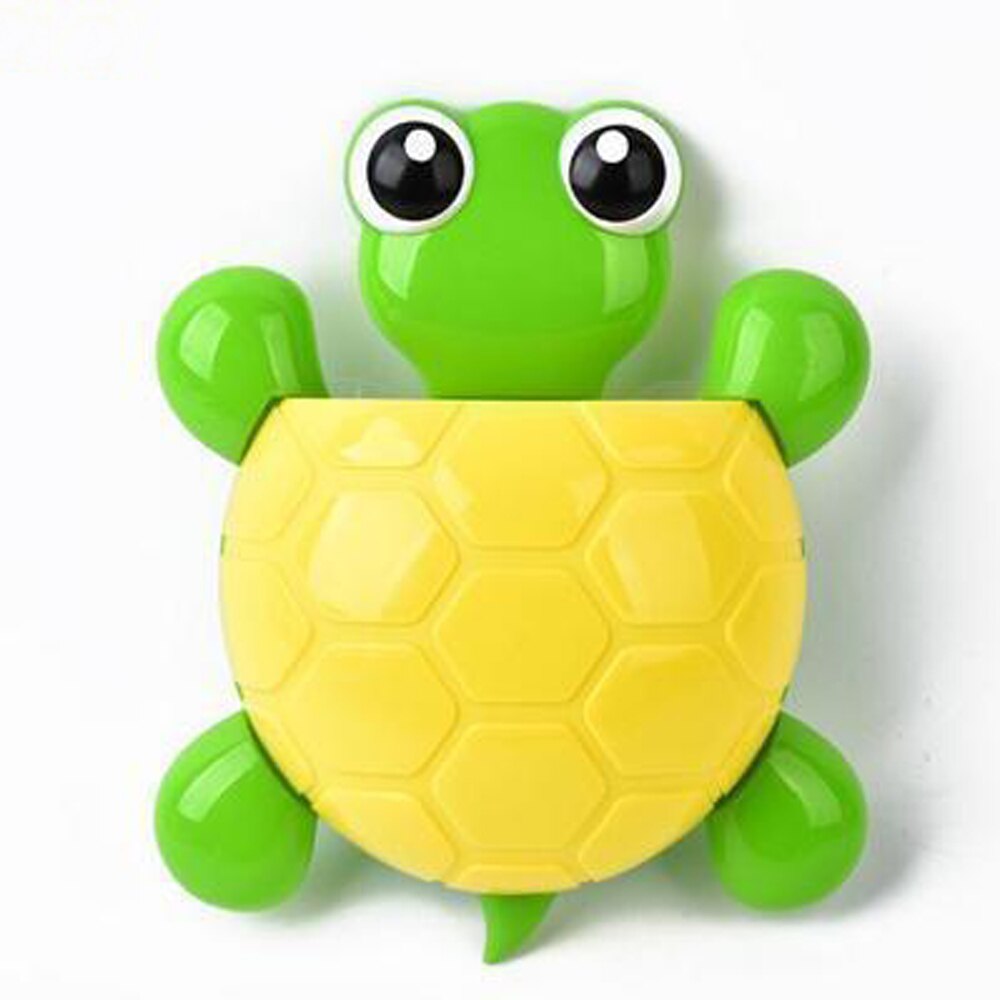 Cute Cartoon Tortoise Shaped Toothpaste Rack Strong Suction Cup Plastic Toothbrush Holder Turtle Shelves Bathroom Accessories: yellow