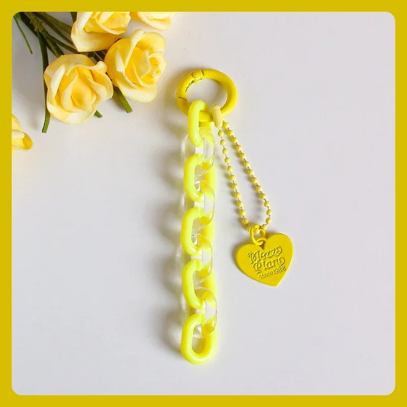 Porte-clés en forme de cœur, dessin animé doux, pendentif, chaîne créative, sac à la , accessoires de décoration suspendus,: Bleu
