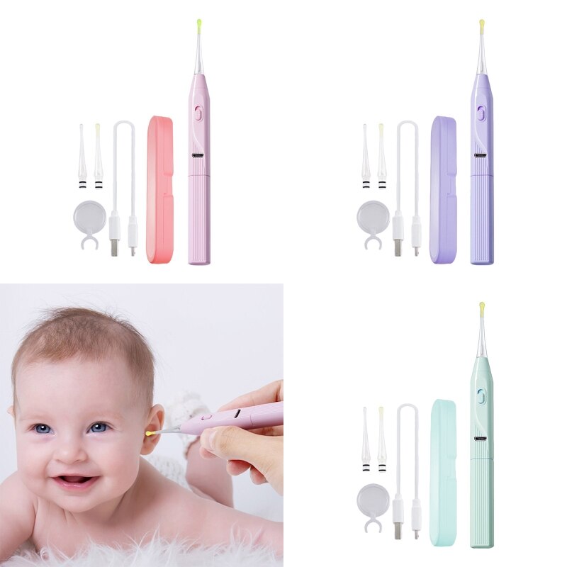 Electric Safety Painless Ear Cleaning Tool for Adults Kids Vacuum Earwax Remover with LED Light Ear Wax Removal Cleaner