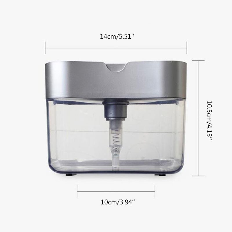 Liquid Soap Pump Dispenser with Sponge Holder Cleaning Container Manual Press Soap Organizer Kitchen Cleaner Tool Home