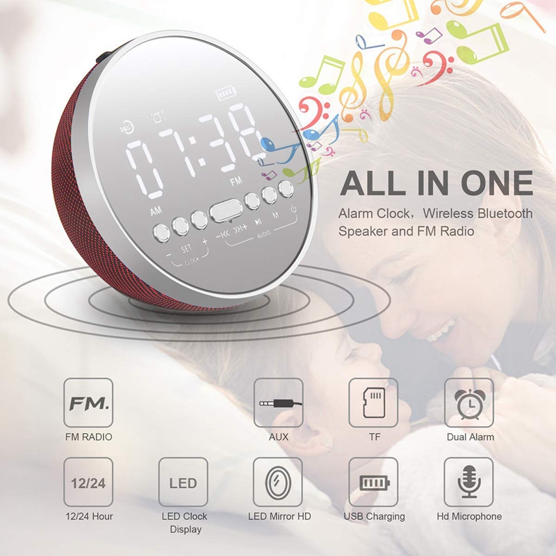 Alarm Clock,Home LED Digital Alarm Clock Radio with FM Radio,Bluetooth Speaker,Clock Radios,Alarm Clock for Bedrooms with Novel